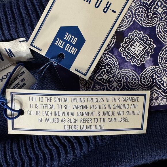 ROWM Mens XX-Large Sweater Ombré Crew Neck Long Sleeve Long Sleeve Cotton Blue - Picture 5 of 6